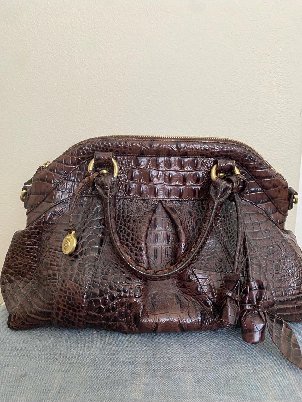 Brahmin Louise Rose Croc-Embossed Leather Satchel